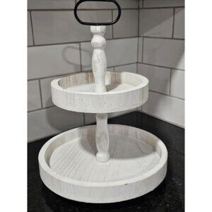 2 Tier Tray Rustic Cake Stand Farmhouse Kitchen Decor Centerpiece, Farmhouse